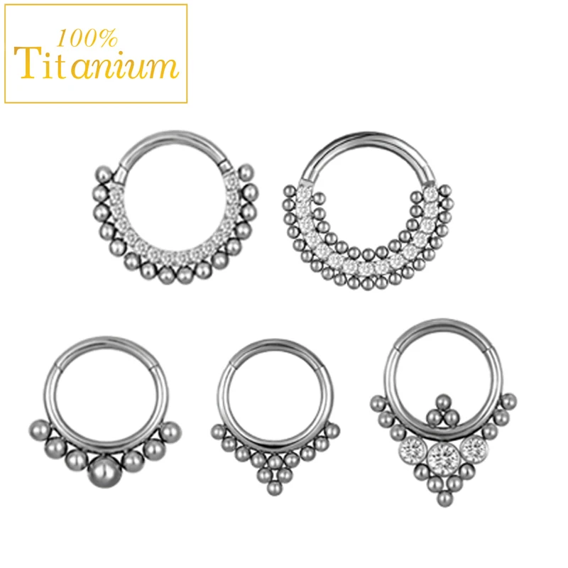 F136 Titanium Piercing Jewelry Set Septum Percing Nose Rings Zircon Hoop Earrings For Women Cartilage Helix Daith Tragus Clicker