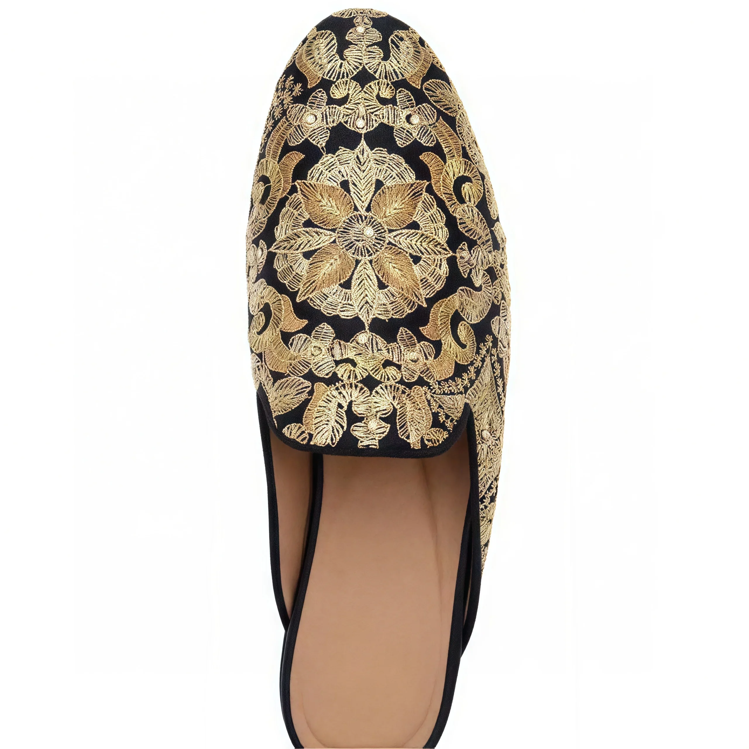 

Leather Shoes For All Seasons Slip-On Casual Formal Man's Loafers Golden Embroidery Cloth Slippers Male 2026 New Men's Business