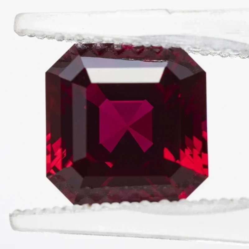مختبر نمت روبي ساحة Asscher قطع حمامة الدم الأحمر VVS1 الأحجار الكريمة السحر DIYJewelry صنع المواد اختيار AGL شهادة