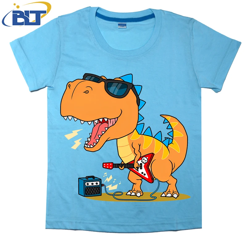 T-shirt imprimé Cool Rockstar pour enfants, haut décontracté à manches courtes en coton, adapté aux garçons et aux filles, été