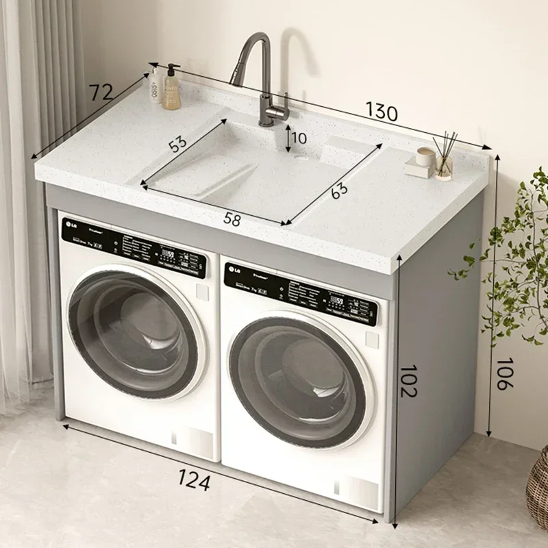 

X6-2 Granite Double Washing Machine Cabinet Balcony Ark Dryer Combination Honeycomb Aluminum Washing Machine Cabinet