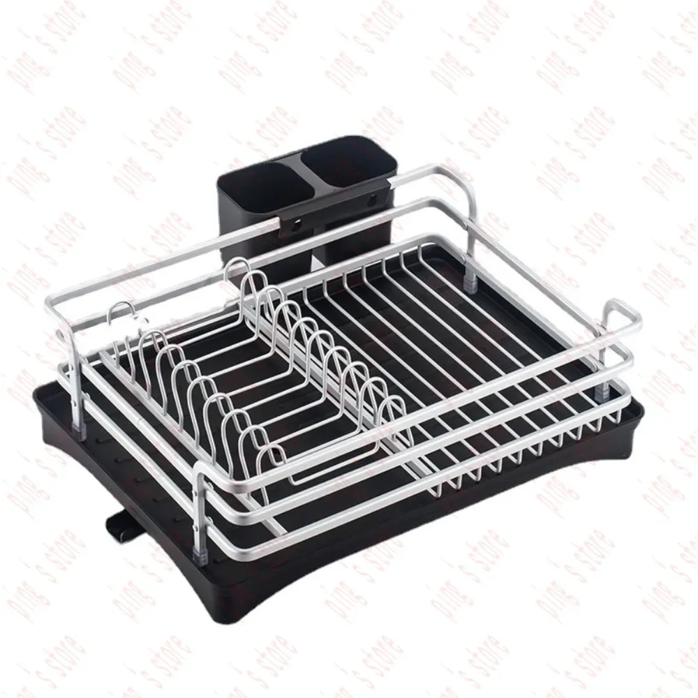 Factory direct sales aluminum bowl and dish rack, drainage storage   alloy double-layer   large capaci