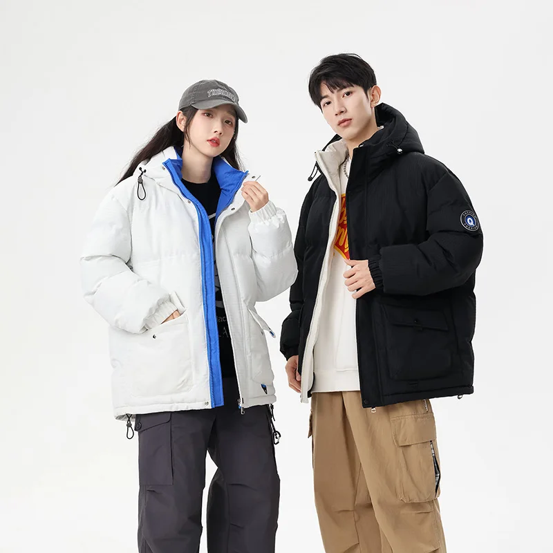 

Casual 2024 Winter Men's Hooded Cotton-Padded Jacket Outdoor Windproof Loose Down Coat Streetwear Thick Warm Parkas Top Clothing