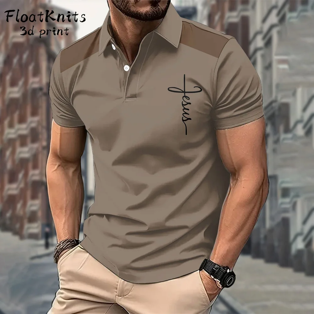 

Minimalist Colorblocked Graphic T-Shirt Men's Clothing Lapel Short Sleeve Tee Simple Breathable Polo Shirts for Men Business Top