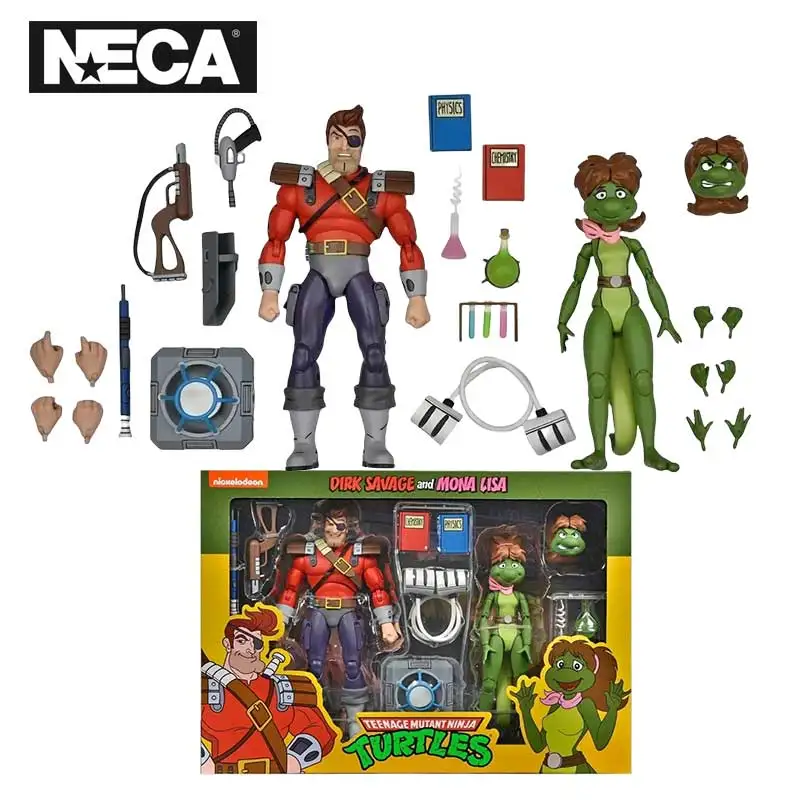 NECA 54253 juguetes Tortugas Ninja mutantes adolescentes Dirk Savage y Mona Lisa paquete de 2 figuras de acción de 18 cm muñeca Original modelo regalo