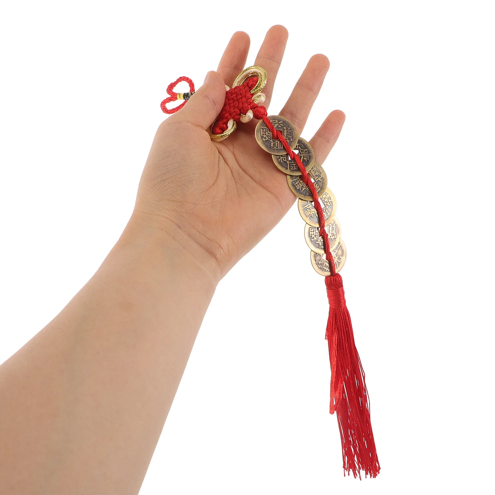 

2Pcs Chinese New Year Copper Coin Feng Shui Hanging Ornaments Knot Pendants 2026 Year of Horse Lucky Charms for Home Office Car