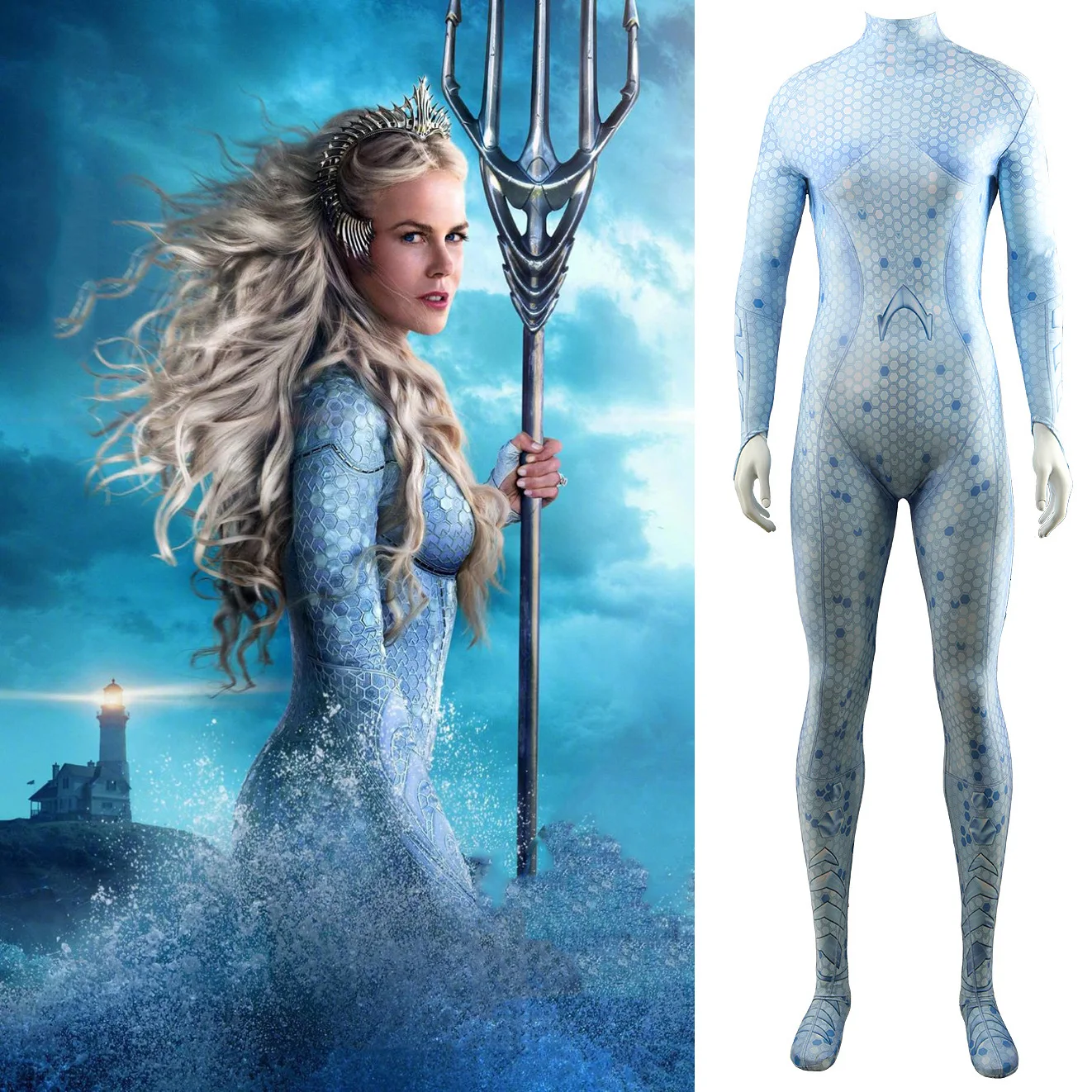 

Aquaman Atlanna Cosplay Costume Girls Women Atlanna Superhero 3D Printed Spandex Halloween Costume Zenzai Suits for Adult Kids