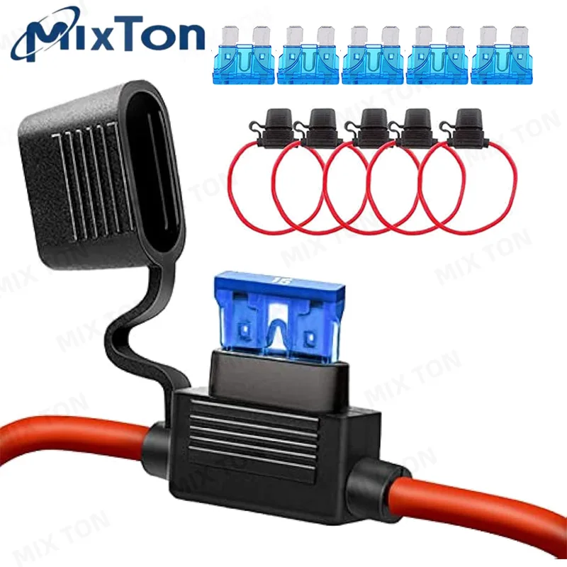 5PCS car fuse box medium-sized ATC blade fuse 32V moisture-proof and waterproof box holder, suitable for various cars/ships, etc