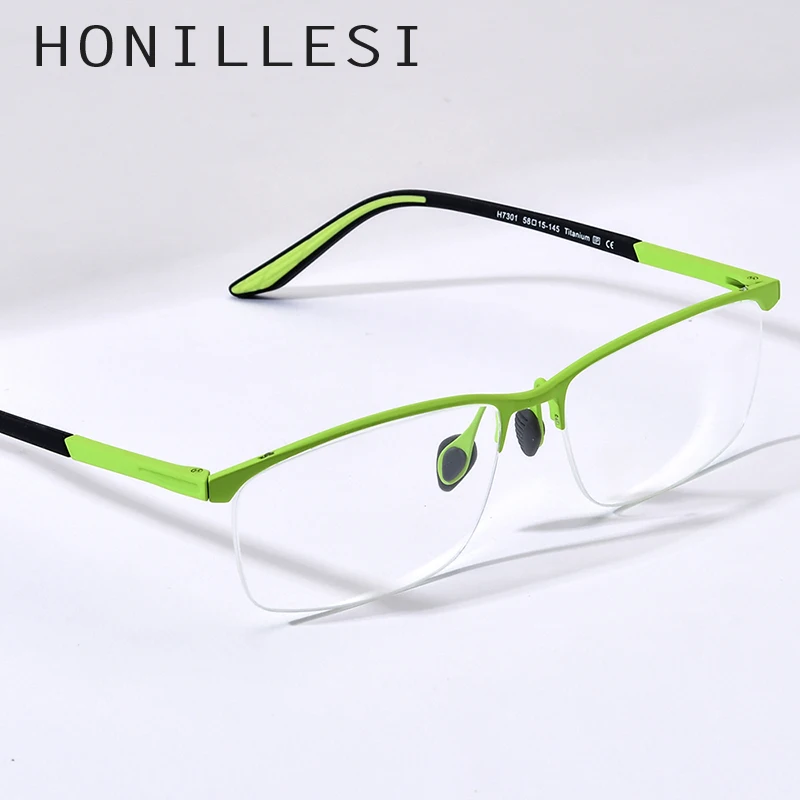 FONEX HONILLESI Titanium Glasses Frame Men Brand Designer Semi Rimless Ultralight Eyeglasses High-end Sports Half  Eyewear 7301