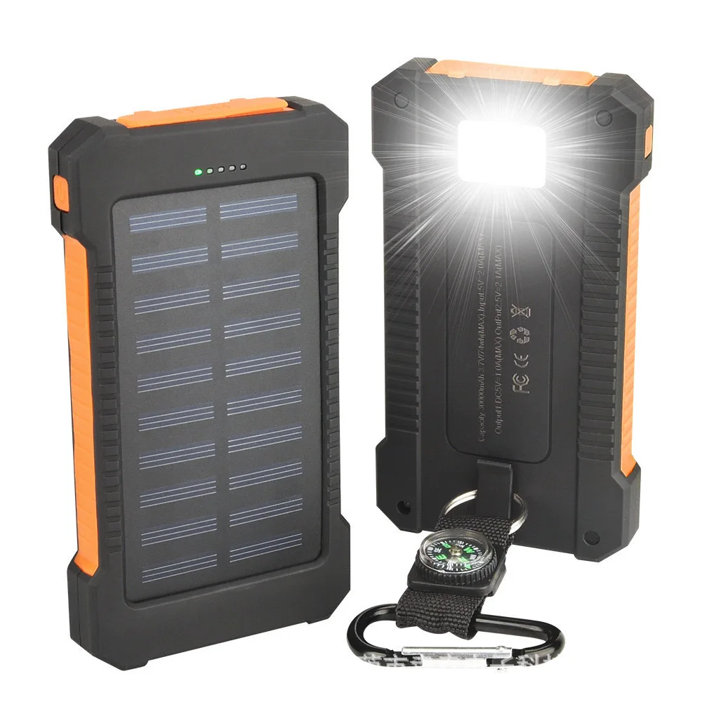 

Solar Power Bank 20000mAh Waterproof Portable Solar Panel Charger Powerbank for iPhone 16 Samsung Huawei Xiaomi External Battery