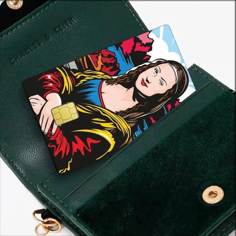 Mona Lisa funny meme Waterproof Film Skin Cover Credit Card Stickers Debit Front Bank Bus Pass