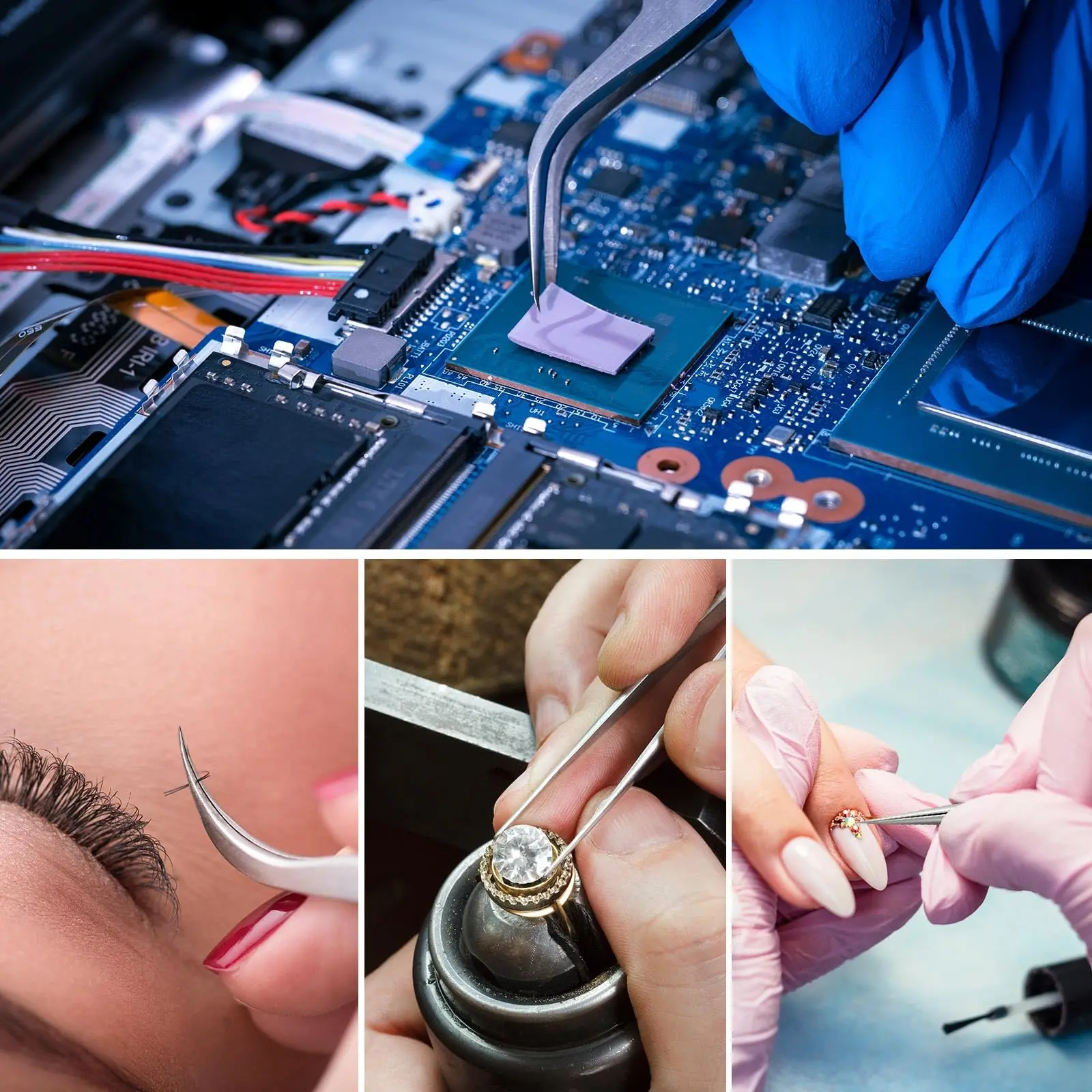 Precyzyjne antystatyczne pęsety do przedłużania rzęs z tytanowego stopu, do spawania drutem, proste i zagięte.