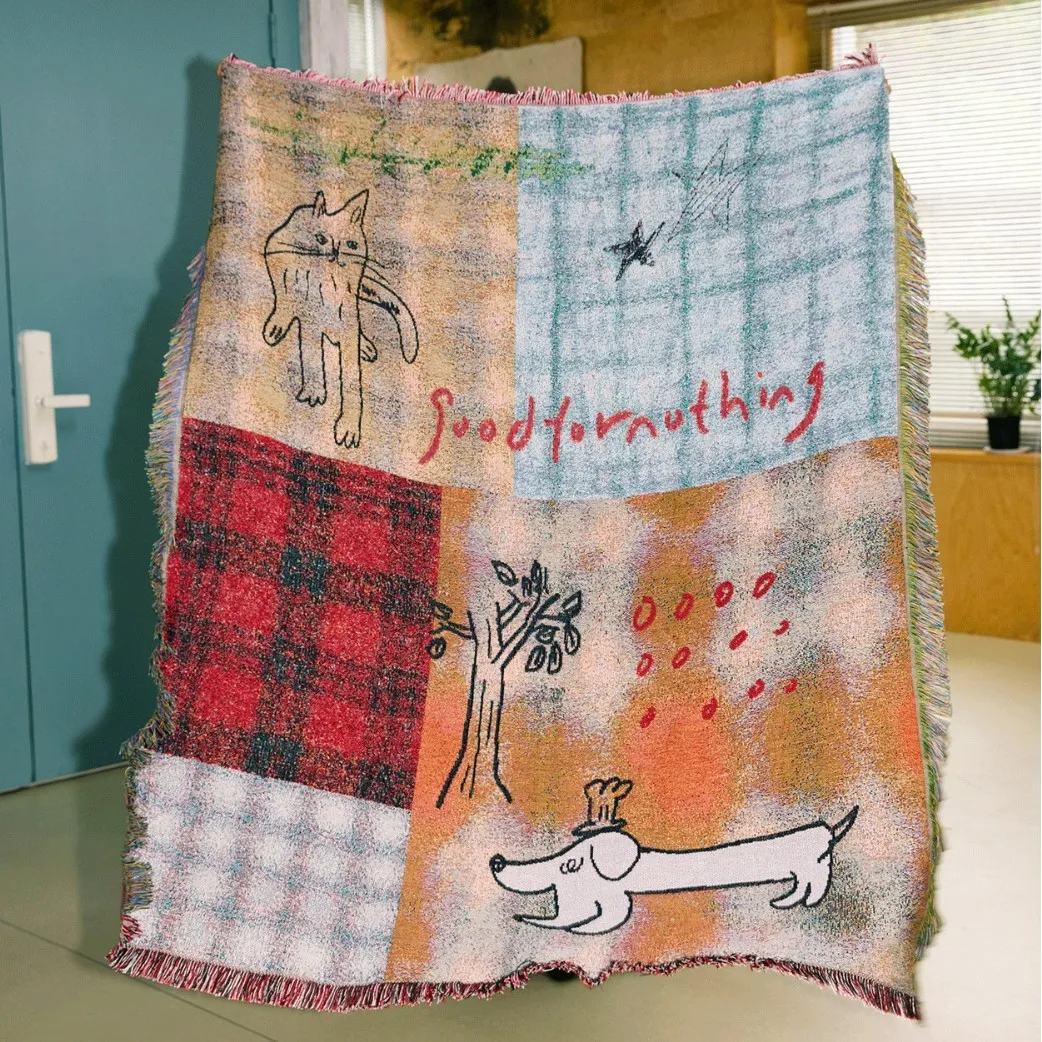 Textile City Middle Ancient Plaid Dog Art Tapestry Blanket Good for Nothing Novel Pattern Home Decoration Sofa Slipcover