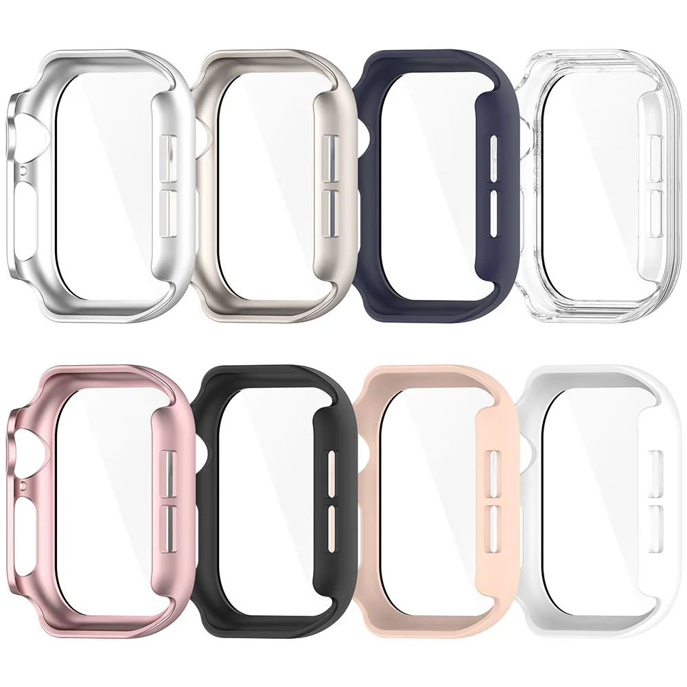 Tempered Glass PC Case Anti-Fall Watch Screen Protector Anti-Scratch Full Coverage Frame for Apple Watch Series 10 42MM/46MM