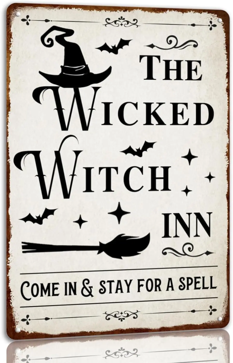 The Wicked Witch Inn Tin Sign Halloween Metal Signs Autumn Wall Decor Pumpkin For Home Kitchen Cafe -alu