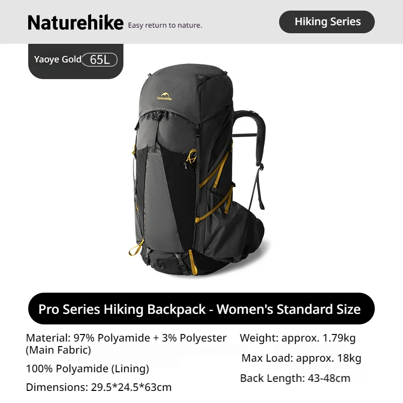 Naturehike wandelrugzak, survivalrugzak, 35L en 65L, outdoor rugzakken voor bergbeklimmen, grote capaciteit, waterdichte regenhoes.