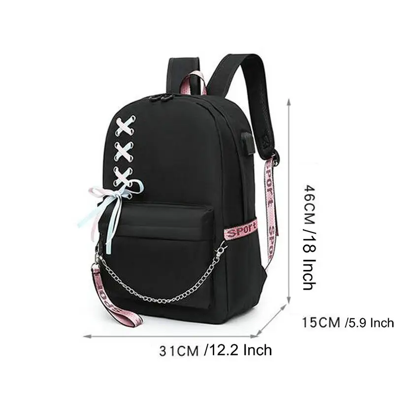 Hello Kitty Cosplay School Bags USB Charge Canvas Backpack School Bags For Teens Boy Girls Capacity Travel Mochila Birthday Gift