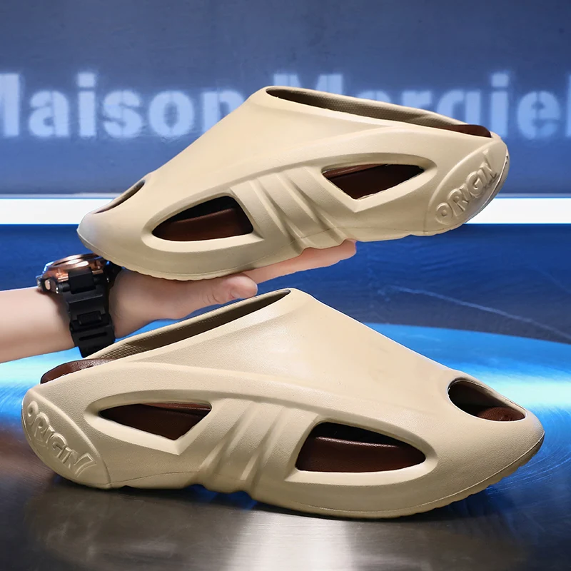 

Мужская верхняя одежда без шнуровки, прочная и увеличивающая охлаждающая обувь, летние нескользящие и универсальные шлепанцы, подходящие по цвету.