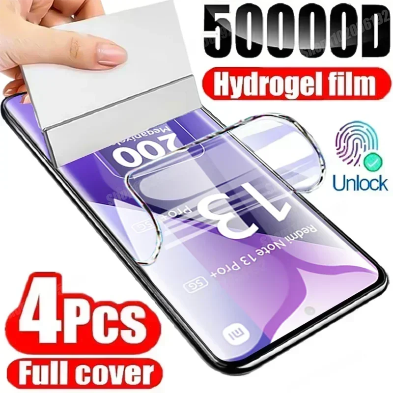 4PCS Hydrogel Film For Xiaomi Mi 14 13T 12T 11T 10T Pro 13 12 11 Lite Screen Protector For Redmi Note 13 12 11 10 Pro Plus Film