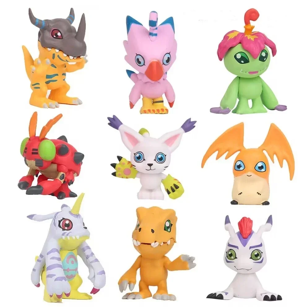 9Pcs/Set Anime Digimon Agumon Gabumon Doll Action Toy Figures 3-5CM