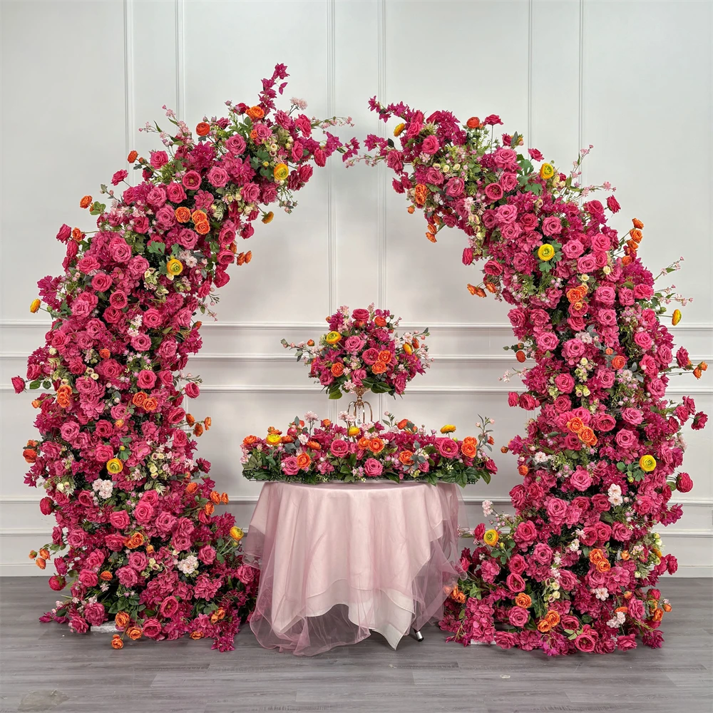 

New Design Realistic Silk Artificial Flower Arch Set With Customizable Size For Wedding & Back To School Decorations