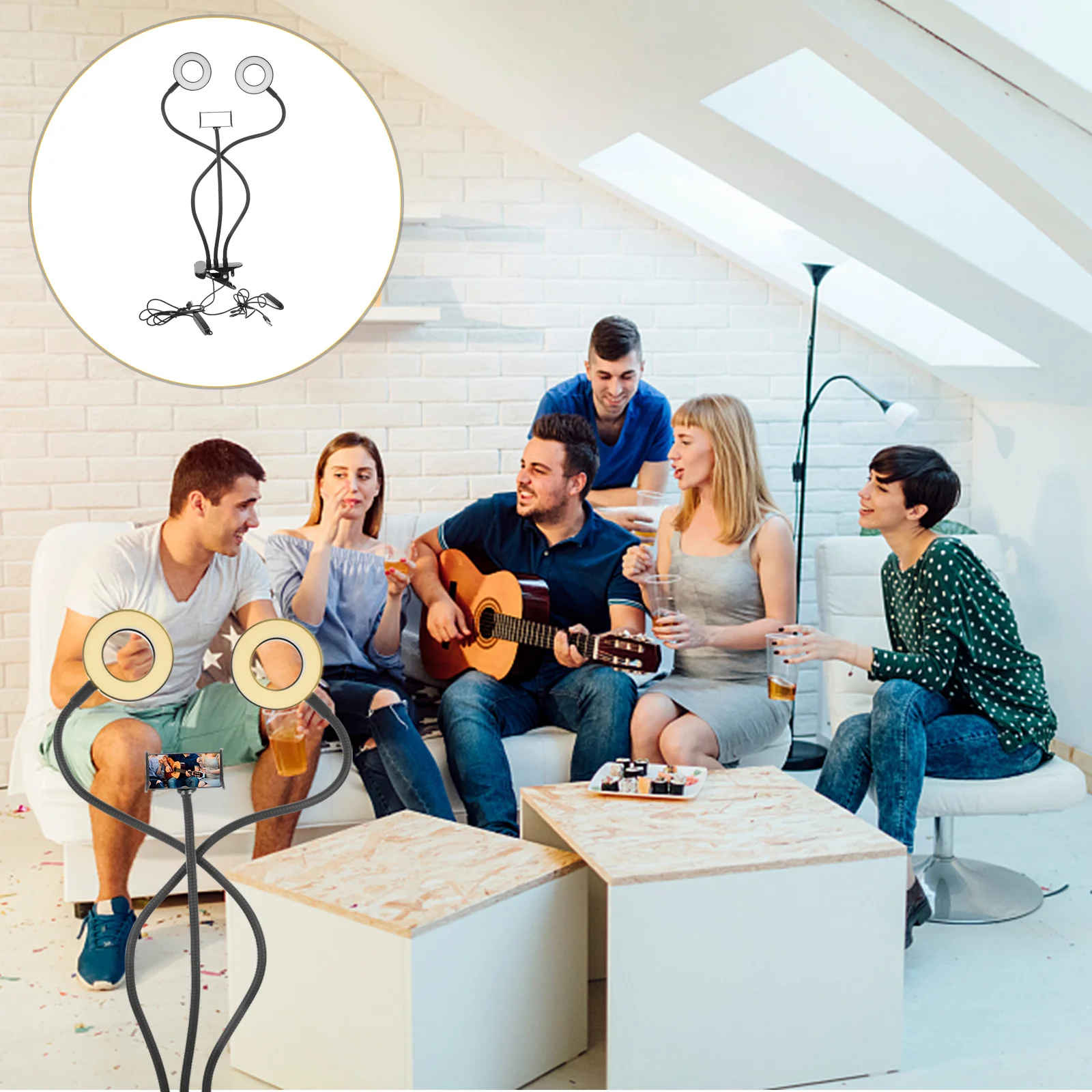 

Dual Head Photography LED Fill Light Clip-on Selfie Light 10 Levels Brightness 3 Colors Adjustable Phone Holder Live Broadcast