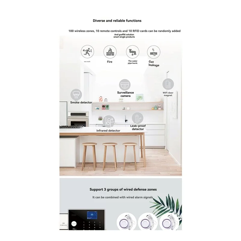 Allarme antifurto ABMF-Tuya G30 per la protezione della sicurezza domestica con display di temperatura e umidità Sistema di allarmi WIFI GSM Spina europea