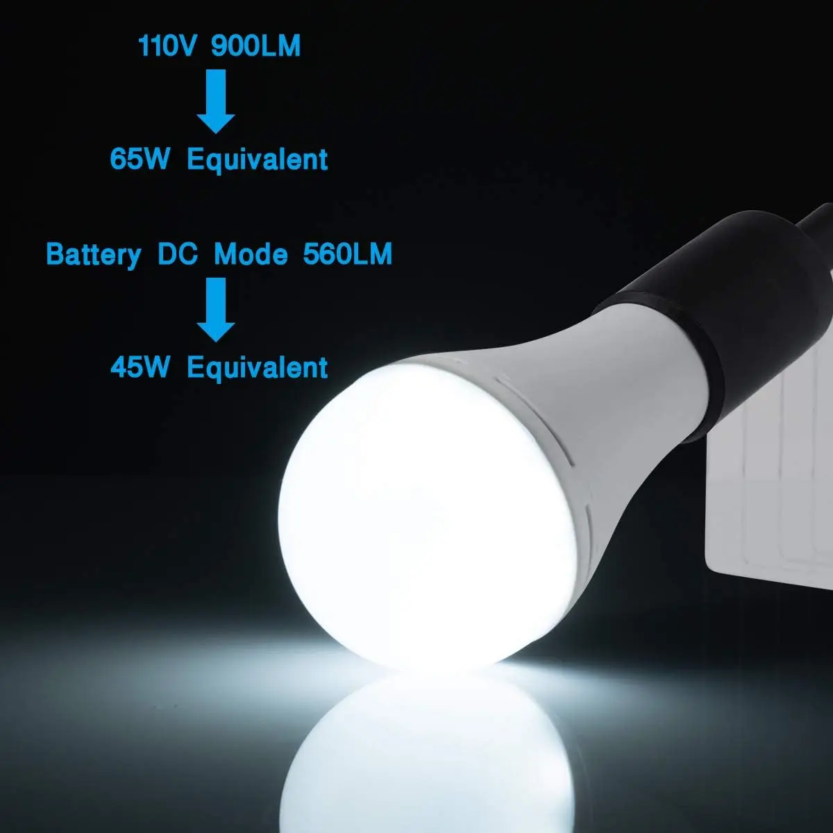 10 Pack Rechargeable Emergency LED Bulb, Multi-Function Battery Backup Emergency Light for Power Outage Camping Outdoor Activity 9W 900LM 60W Equivalent White Daylight 6000K with E26/E27 Base
