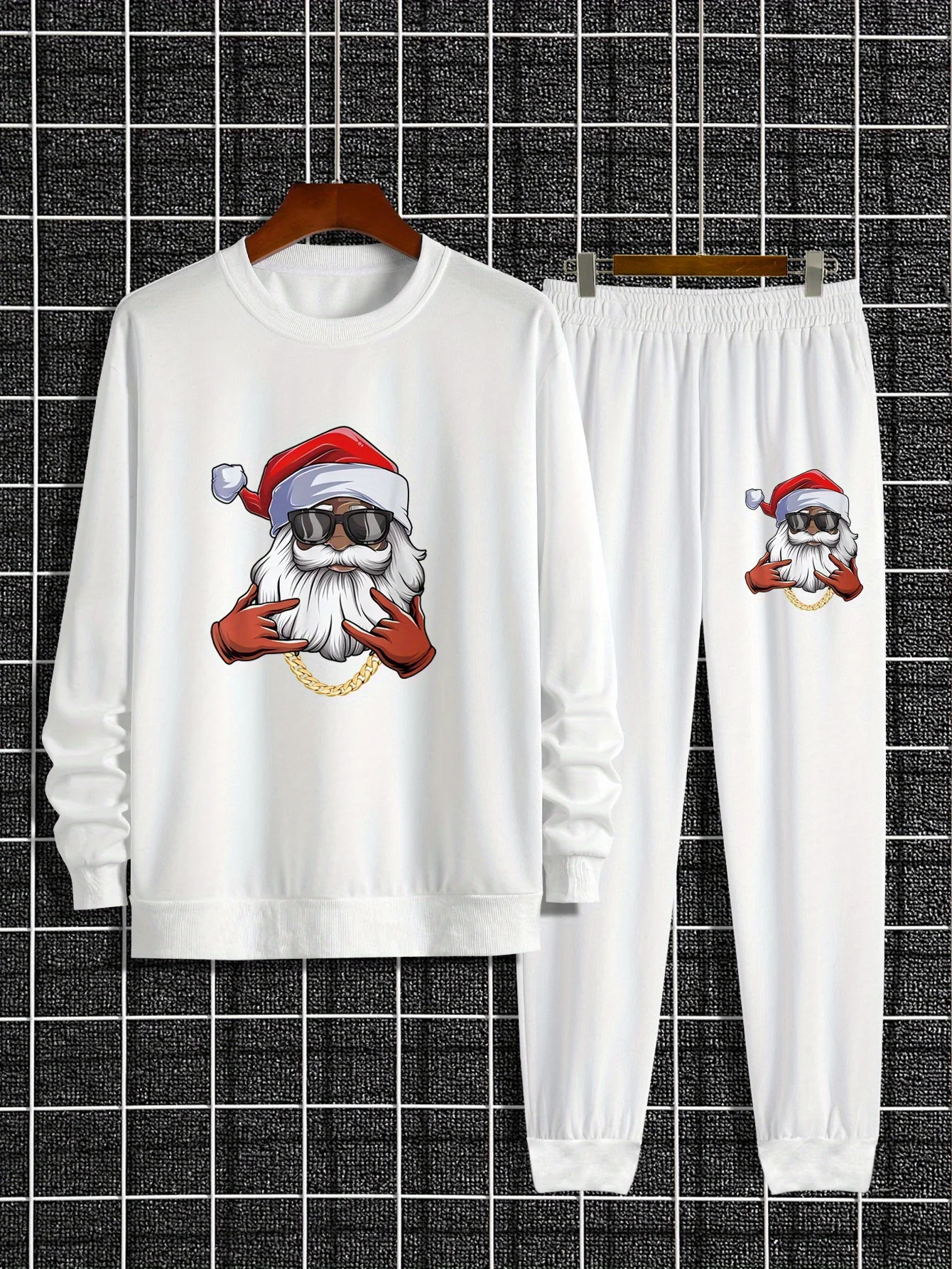 

New Autumn/Winter Y2K Men's Sports Set Hip Hop Santa 3D Printed Fashionable Suitable for Men's Street Leisure Daily 2-piece Set