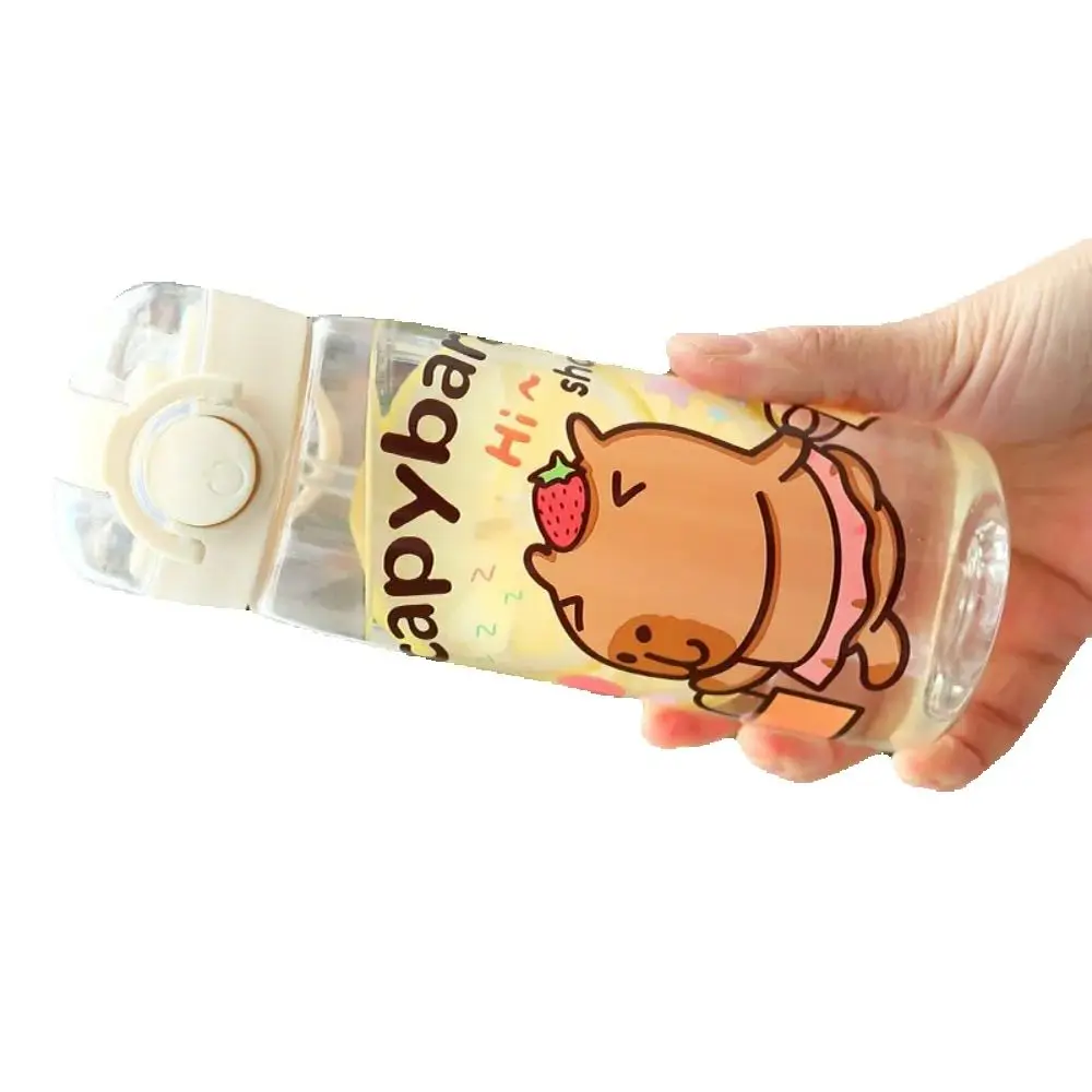 

Cartoon 400ML Straw Water Bottles Transparent Portable Children's Water Cup Leak-Proof Capybara Pattern Drink Cup Home Office