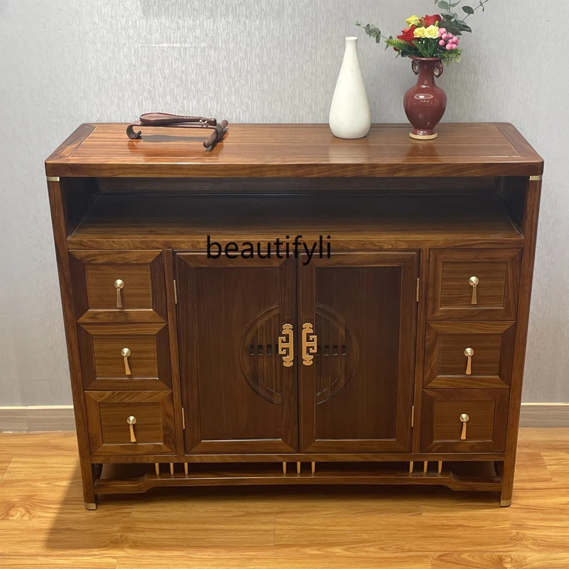 

New Chinese Style Ugyen Wood Sideboard Cabinet Restaurant Tea Cabinet Hallway Storage Organizer Partition Side Cabinet