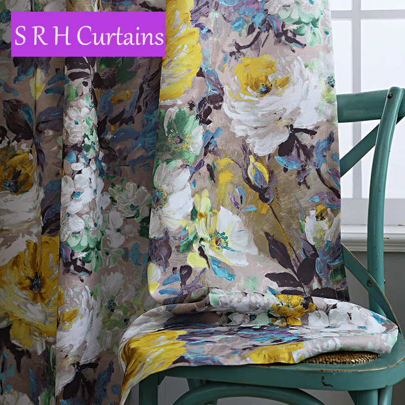 

American Colorful Flower Graffiti Printing Bedroom Study Blackout Curtains For Living Room Balcony Bay Window Customized Drapes