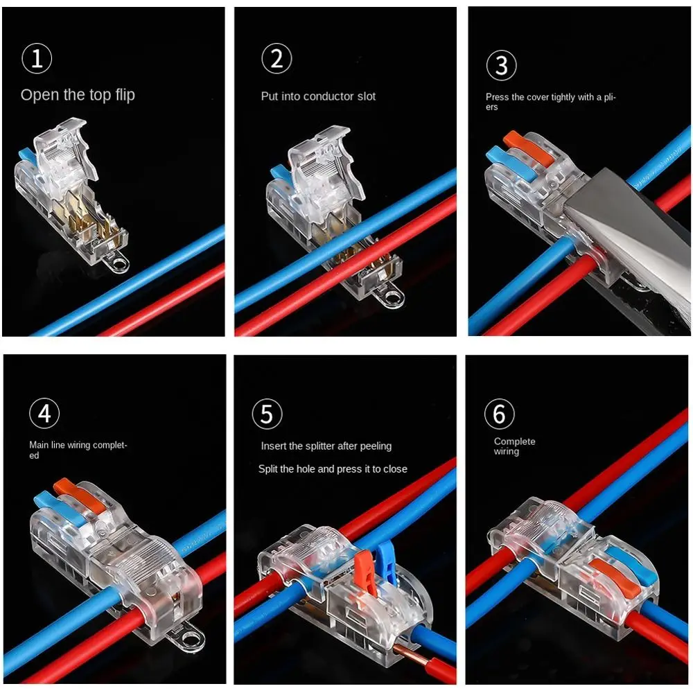 Mini Fast T type Wire Connector Electric Quick Splice Terminals Crimp Non Destructive Without Breaking Cable Insulated Line