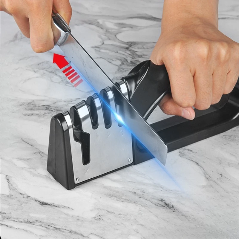 4 Stage Diamond Knife Sharpener Professional Manual Sharpening Tool with Non-Slip Base for Kitchen Knives ScissorsHousehold Tool