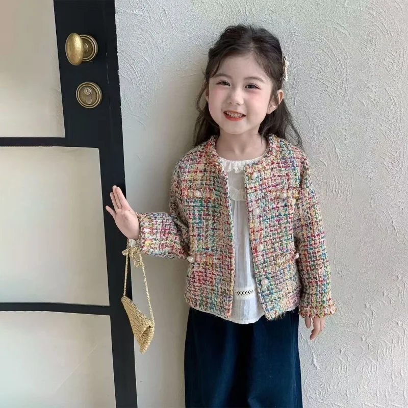 Baby Girl Coarse Wool Coat Spring and Autumn 2026 New Children's Sweet Casual Jacket 90-150cm