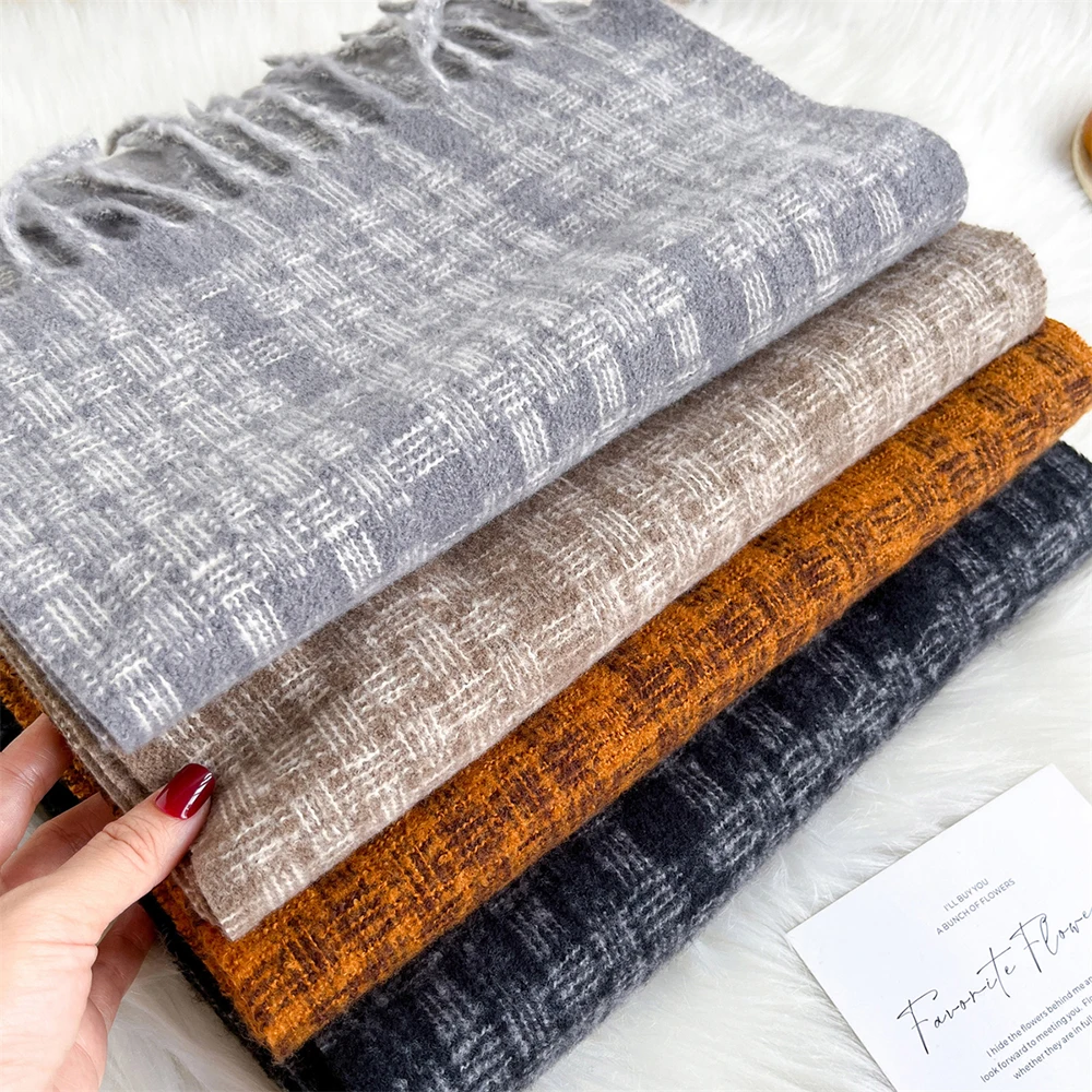 

Scarf female Winter British Classic Checker Thickened Students Autumn Long Shawl Male Neckerchief Bufanda Tassel Scarves