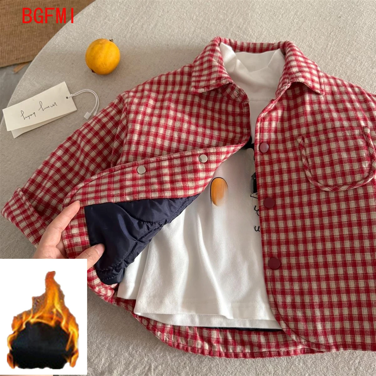 2026 New Winter Korean Style Unisex Kids Printed Plaid Shirt Cotton Padded Coats Thicken Warm Baby Kids Quilting Outerwear 2-11Y