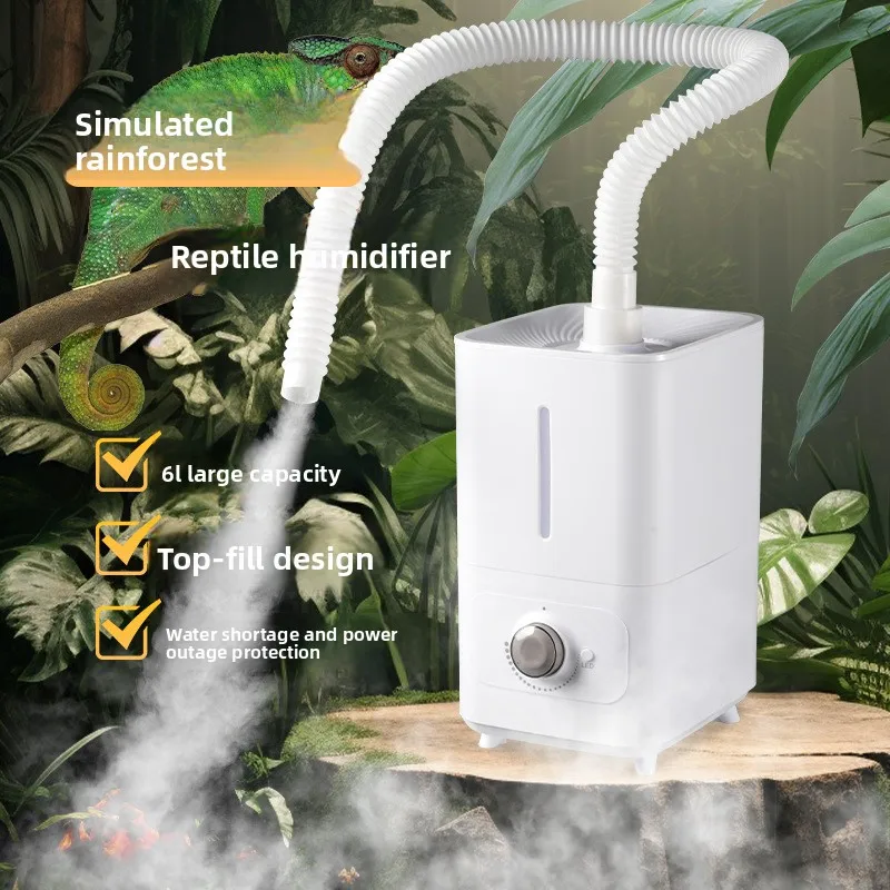 Reptile Humidifier with Adjustable Tube-Fine Mist Maker for Rainforest Terrarium Chameleon Lizard
