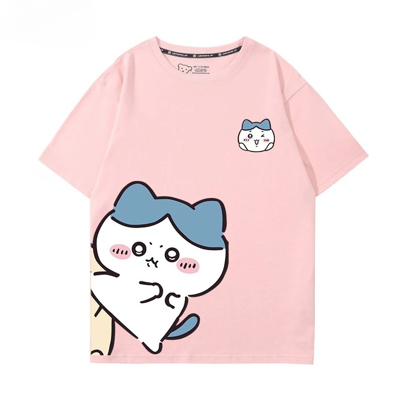 Chiikawa Weiches Niedliches Anime-Charakter T-Shirt für Männer und Frauen, Locker Geschnittenes Lässiges Sommer-Kurzarm-Shirt mit Rundhalsausschnitt, Harajuku Streetwear Alltags-Oberteil – Detail 6
