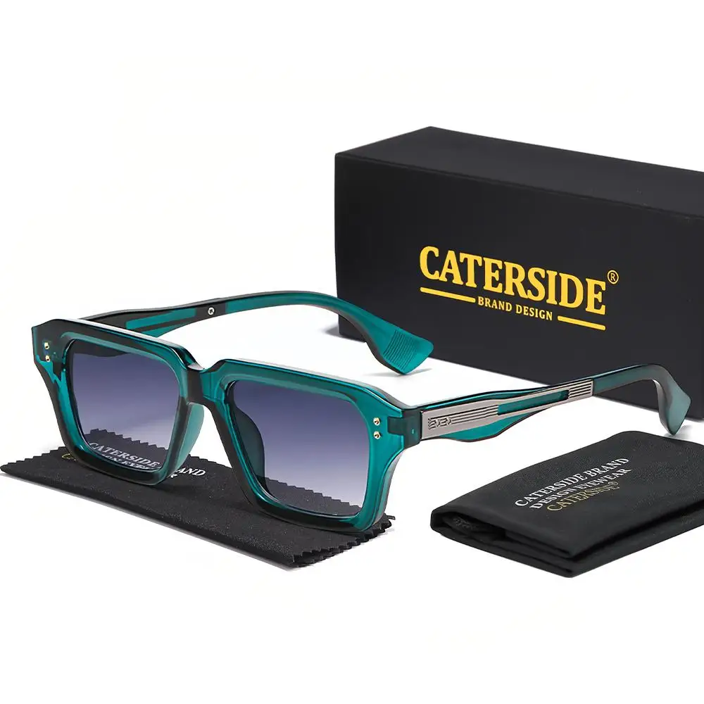 CATERSIDE Neue quadratische Sonnenbrille für Herren, Premium-PC-Rahmen mit Metallbügel, UV400, für Damen, Retro-Mode, Fahrdekoration, Brillen – Detail 10