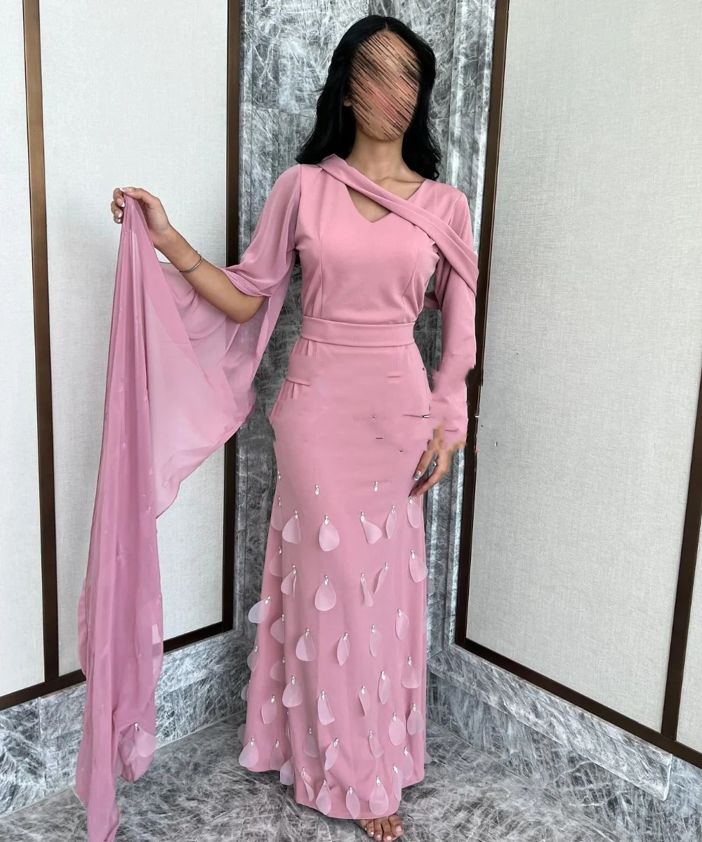 Customized Pastrol Jersey Applique Straight V-neck Long Dresses Celebrity Dresses Chinese Style Unisex Exquisite Sizes Available