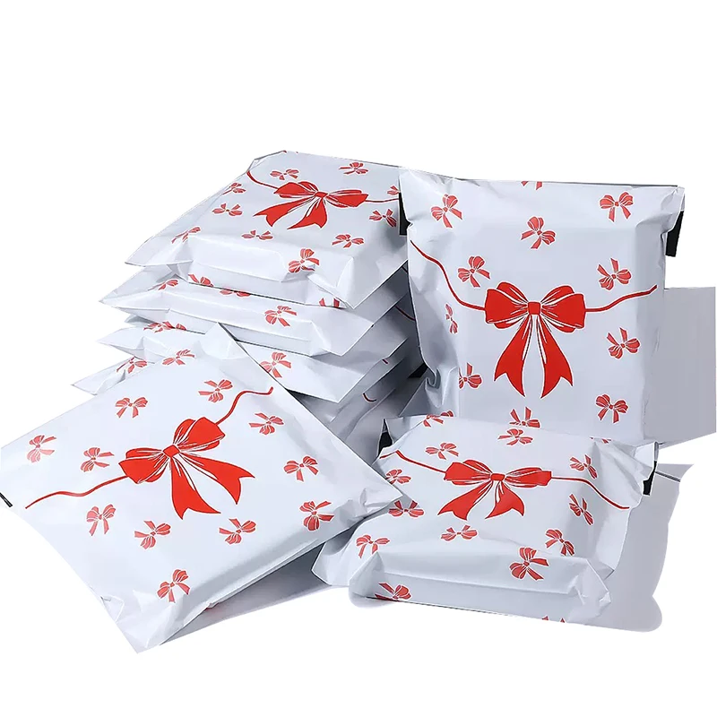 50Pcs/Package Pink Bow Express Bag Clothing Packaging Bag Express Transport Packaging Bag Thickened Color Express Envelope Bags