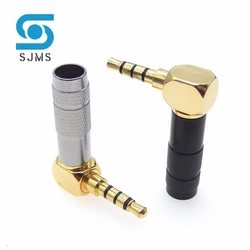 Copper Male Plug 3.5mm 90 Degree Elbow Right Angle Audio Connector Stereo 3 / 4 Pole Audio Plug Repair Headphone Cable Solder