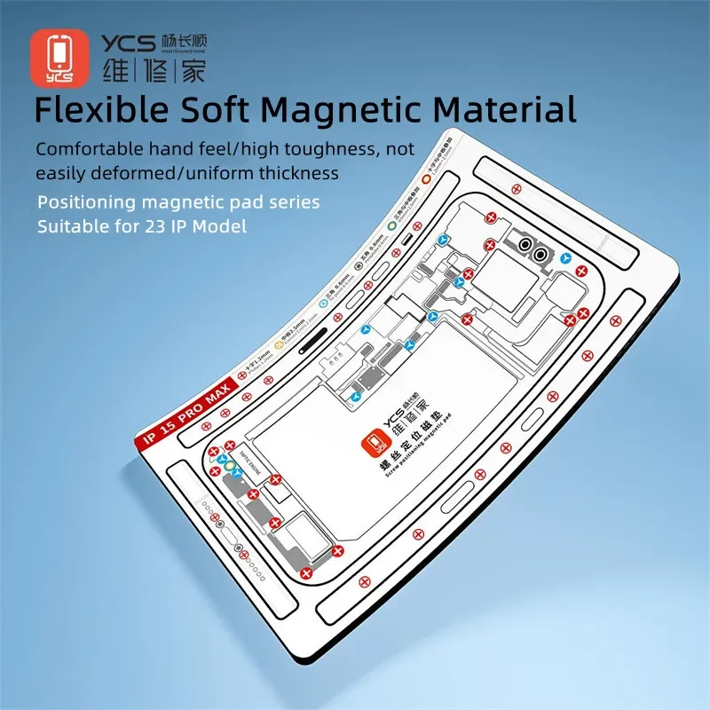 YCS-almohadilla magnética de almacenamiento de posicionamiento de tornillos de doble cara para reparación de teléfonos móviles, tornillos de IPX-15ProMax, estera magnética suave con memoria