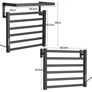 Elektrisches Badezimmer -Wischtuch, thermostatische Erwärmung, digitale Anzeige, undurchlässige IPX4 -Trockenheizung, Aluminiumlegierung, Schwarz und Weiß 12 Hauptverkäufe Elektrisch Toalheiro - №8