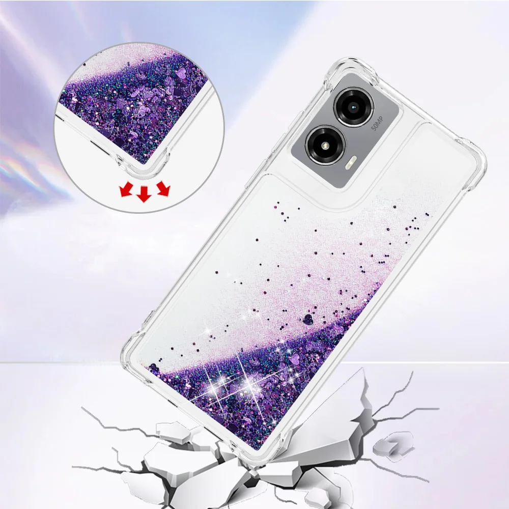 

Glitter Liquid Case with Air Cushion Corners for Motorola G Stylus Play Power Pure 2025 Proofshock Airbag Cover for Moto Edge 5G
