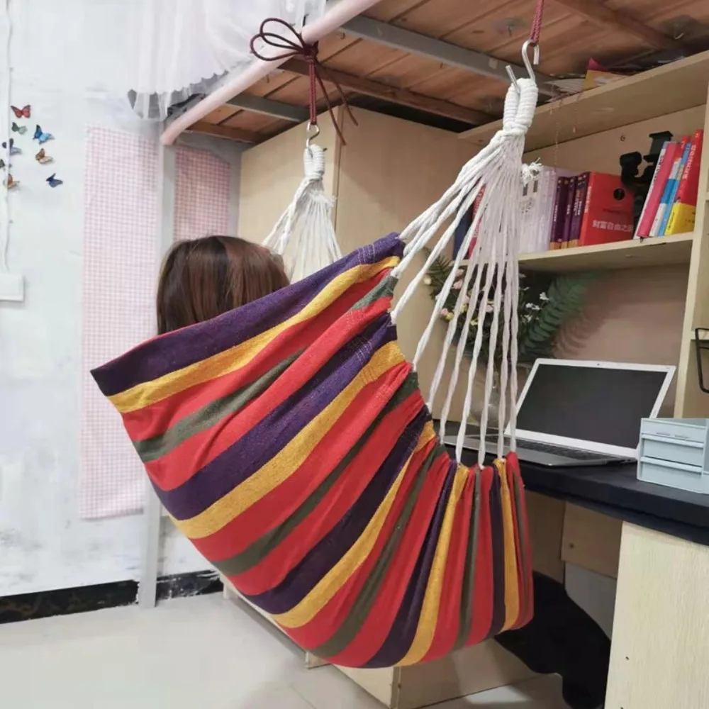 130X100CM Comfortable Thick Canvas Hammock Chair Indoor Outdoor Swing Seat for Garden Patio Camping Home Leisure Adults Children