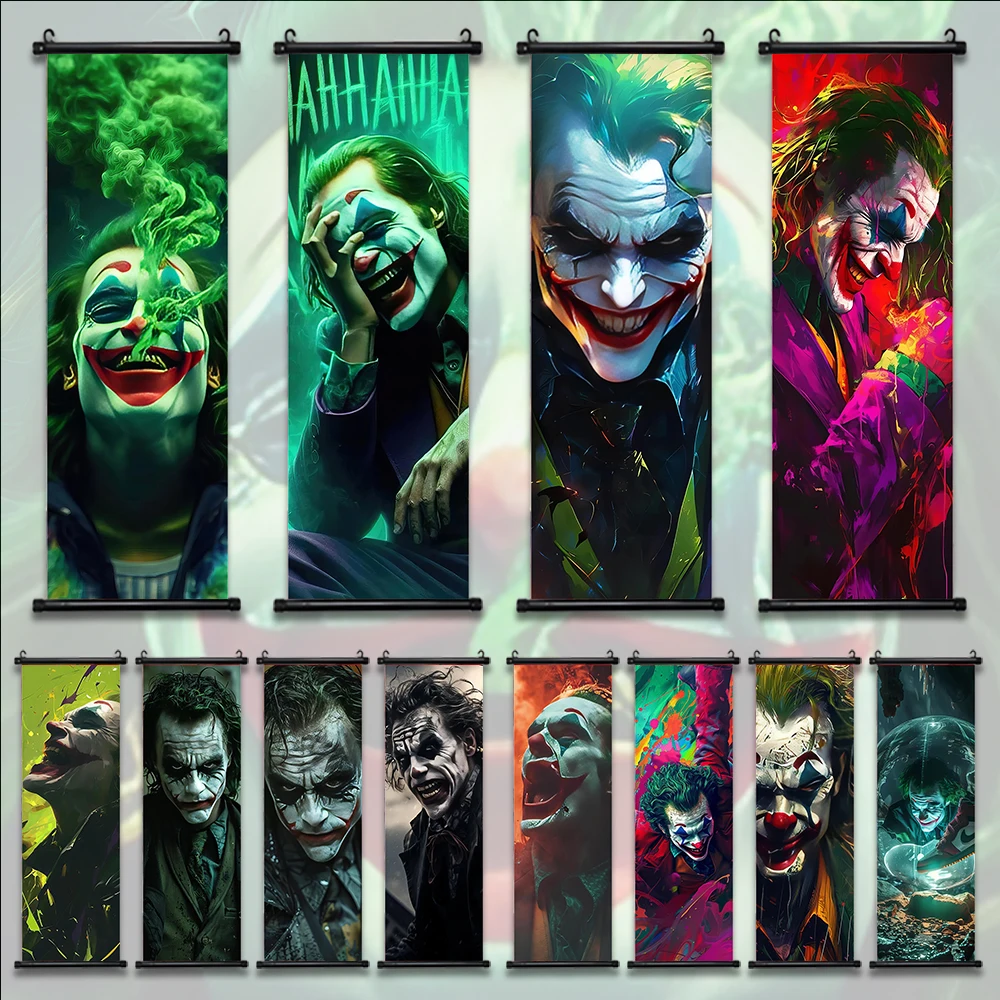 

Joker Canvas Scroll Poster Wall Art Modern Decorative Painting Home Decor Creative Wall Hanging Artwork Room Bedroom Decoration