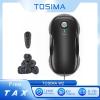 TOSIMA W2 Window Cleaning Robot Max 3800Pa Suction Intelligent Path Planning Edge Detection 25Mins Backup Battery, with 12 Mops