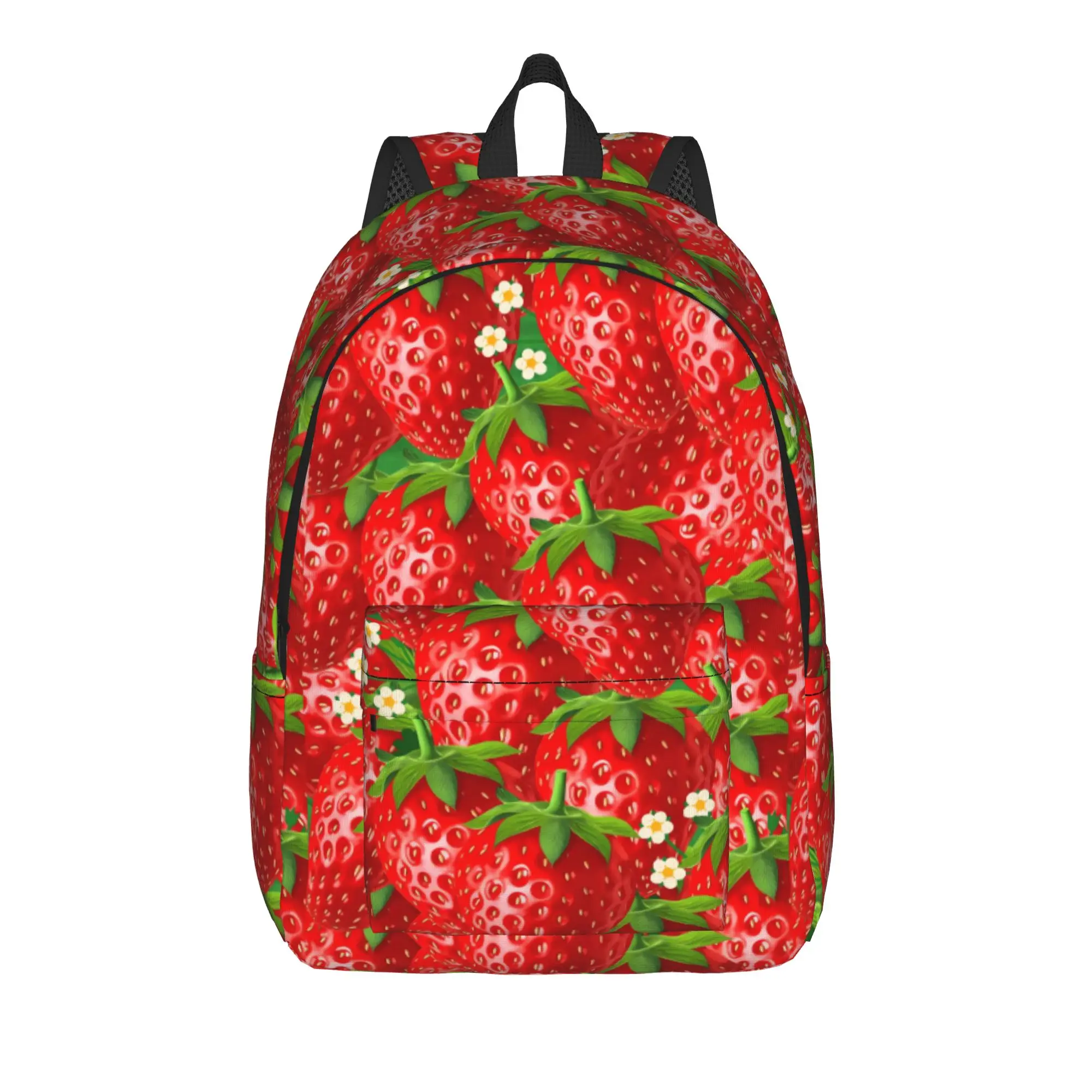 Strawberry Fruit Seamless Backpack  Boy Polyester Workout Backpacks Pattern Casual School Bags Rucksack